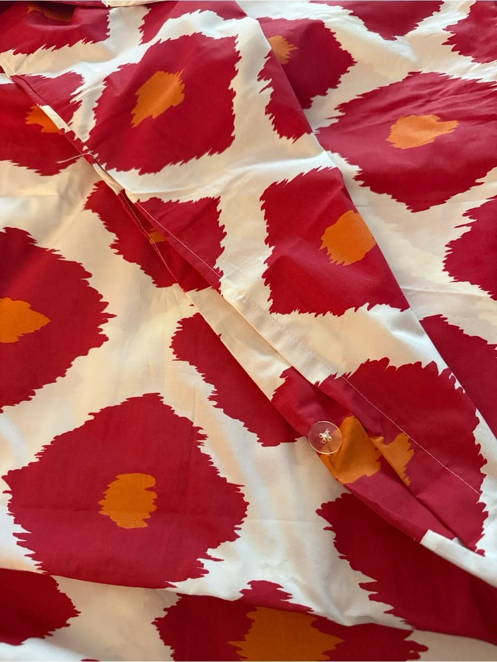 Pottery Barn Red and Orange Ikat Duvet Cover